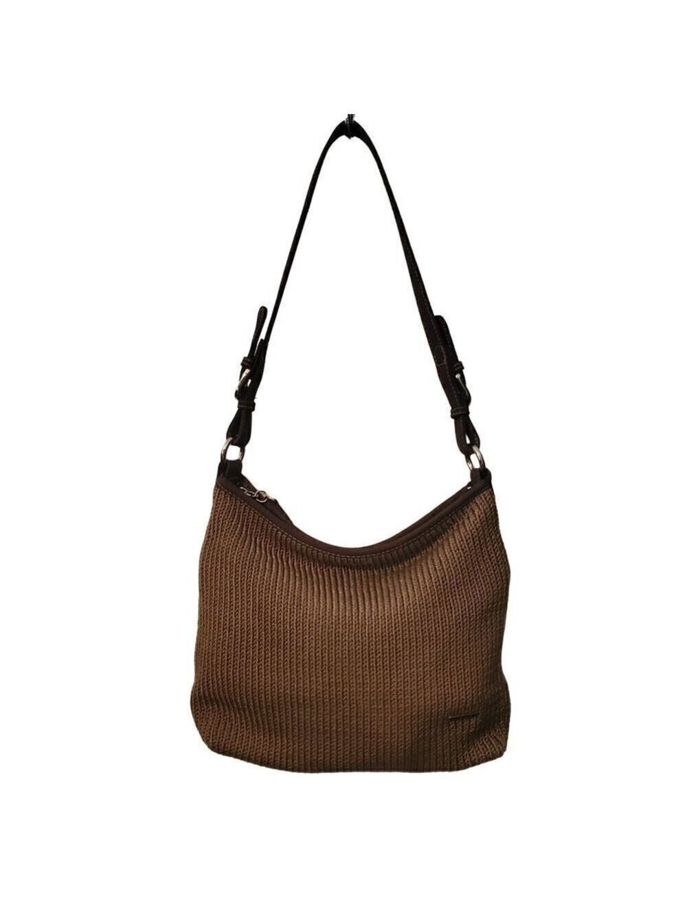 THE SAK Brown Crochet Braided Recycled Bottles Purse Shoulder Bag Pocketbook - Picture 1 of 7